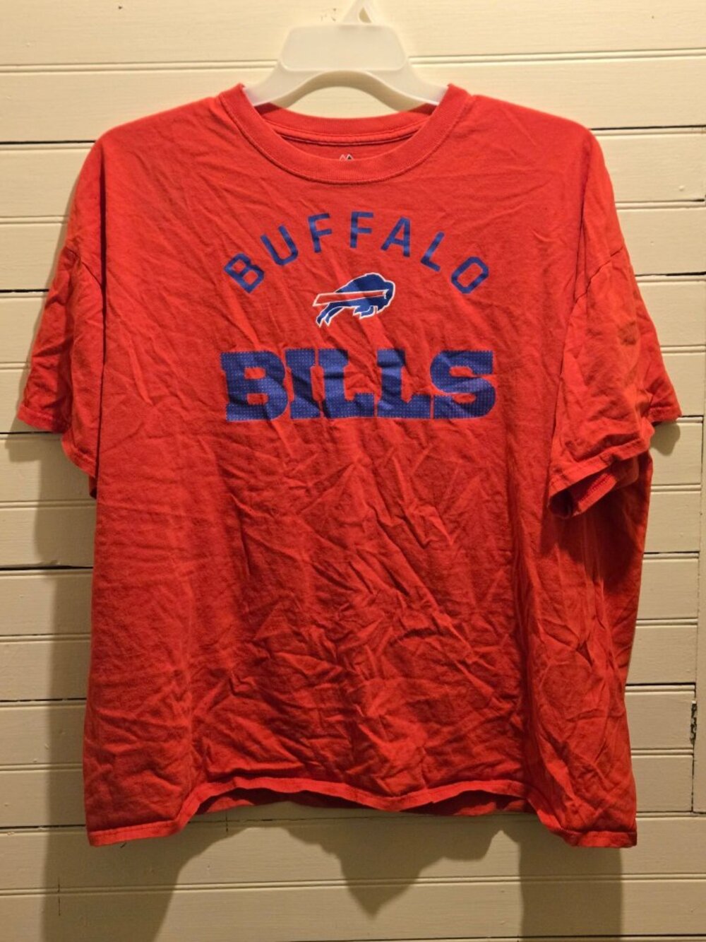 Majestic Shirt Mens 2XL Buffalo Bills Red Short Sleeve Graphic Team Logo Tee